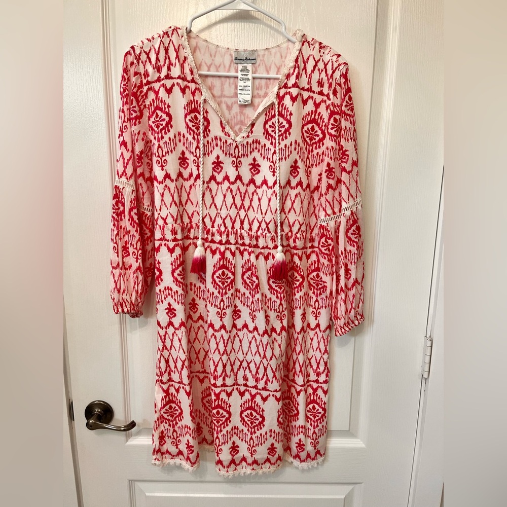 Tommy Bahama Red and White Long Sleeve Dress
